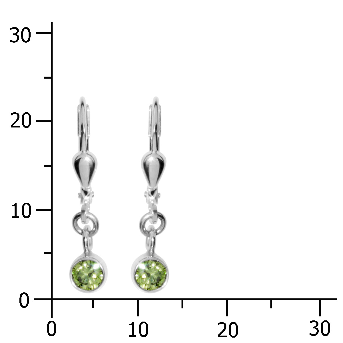001-263394-0200k Ohrhänger Silber 925/000, Zirkonia-limette, 4 mm