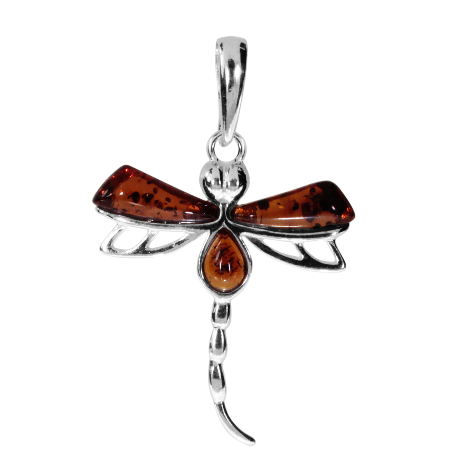 Anhänger Silber 925/000, "Libelle", Bernstein   