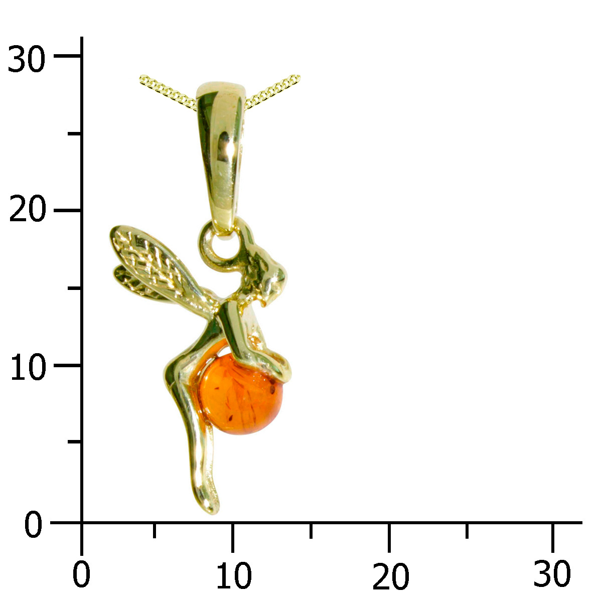 001-103653-A142k Kette mit Anhänger Gold 333/000, 42 cm, Elfe, Bernstein