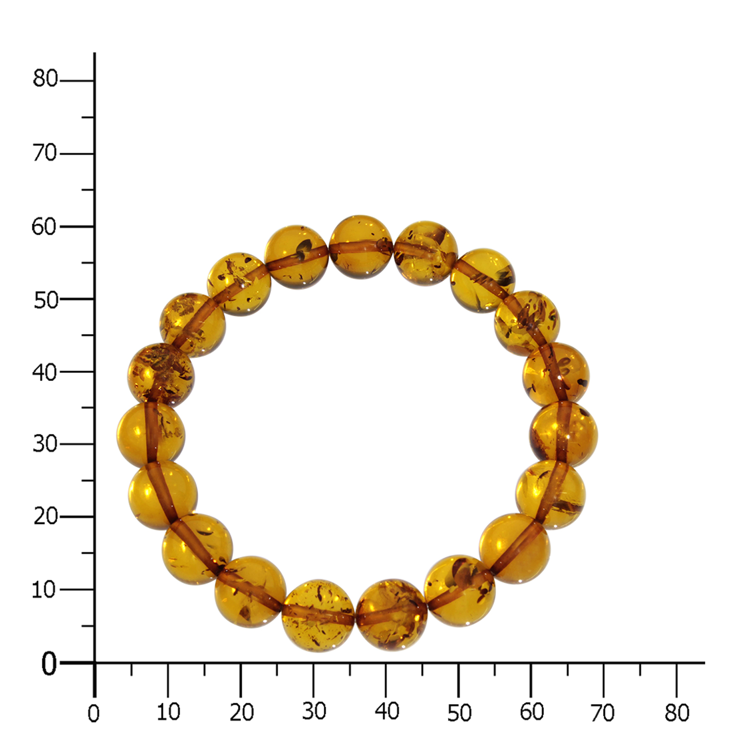 069-98K001-0513k Bernsteinarmband, Kugel 11 mm, 19 cm, Gummizug