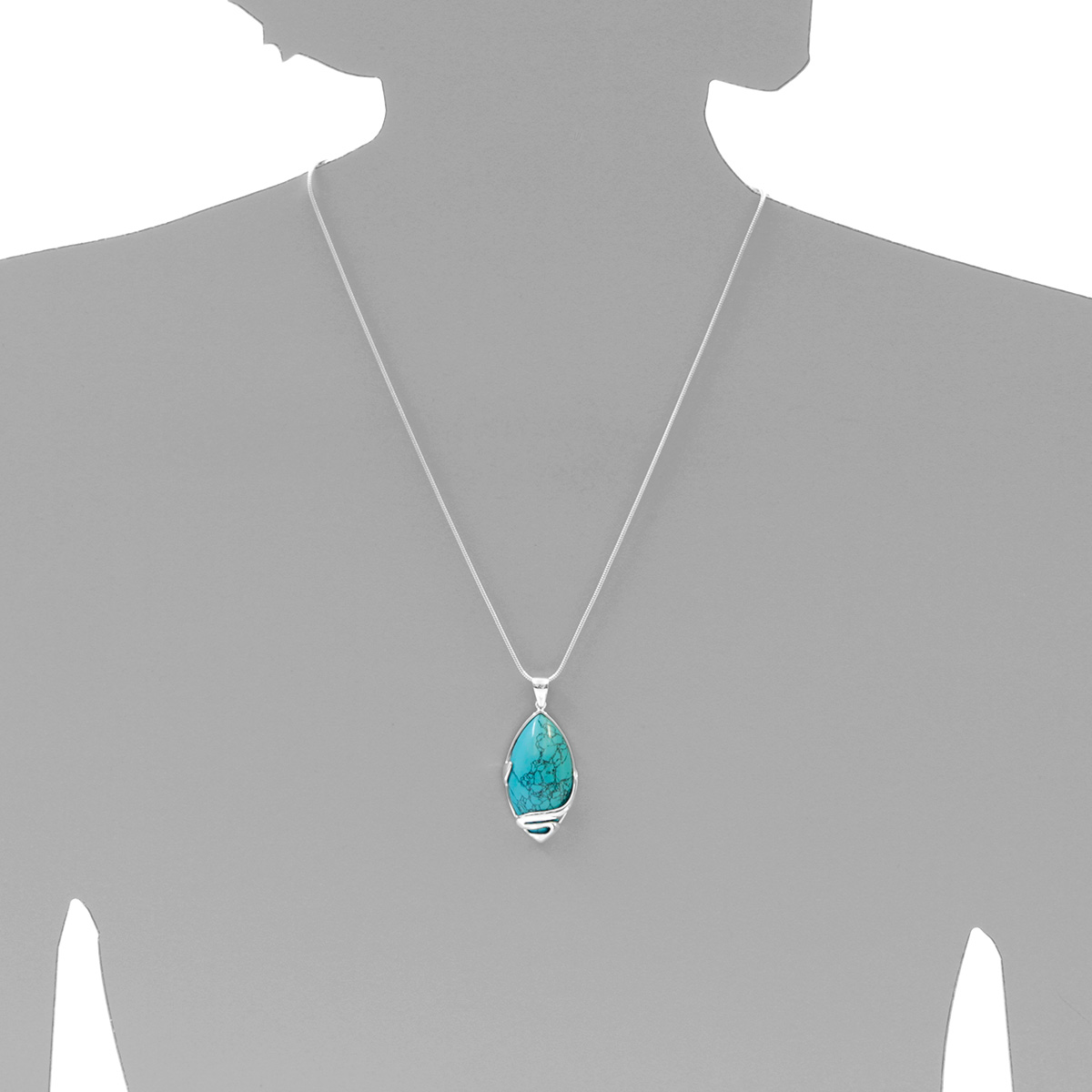 Kette mit Anhänger Silber 925/000, 50 cm, rek. Türkis
