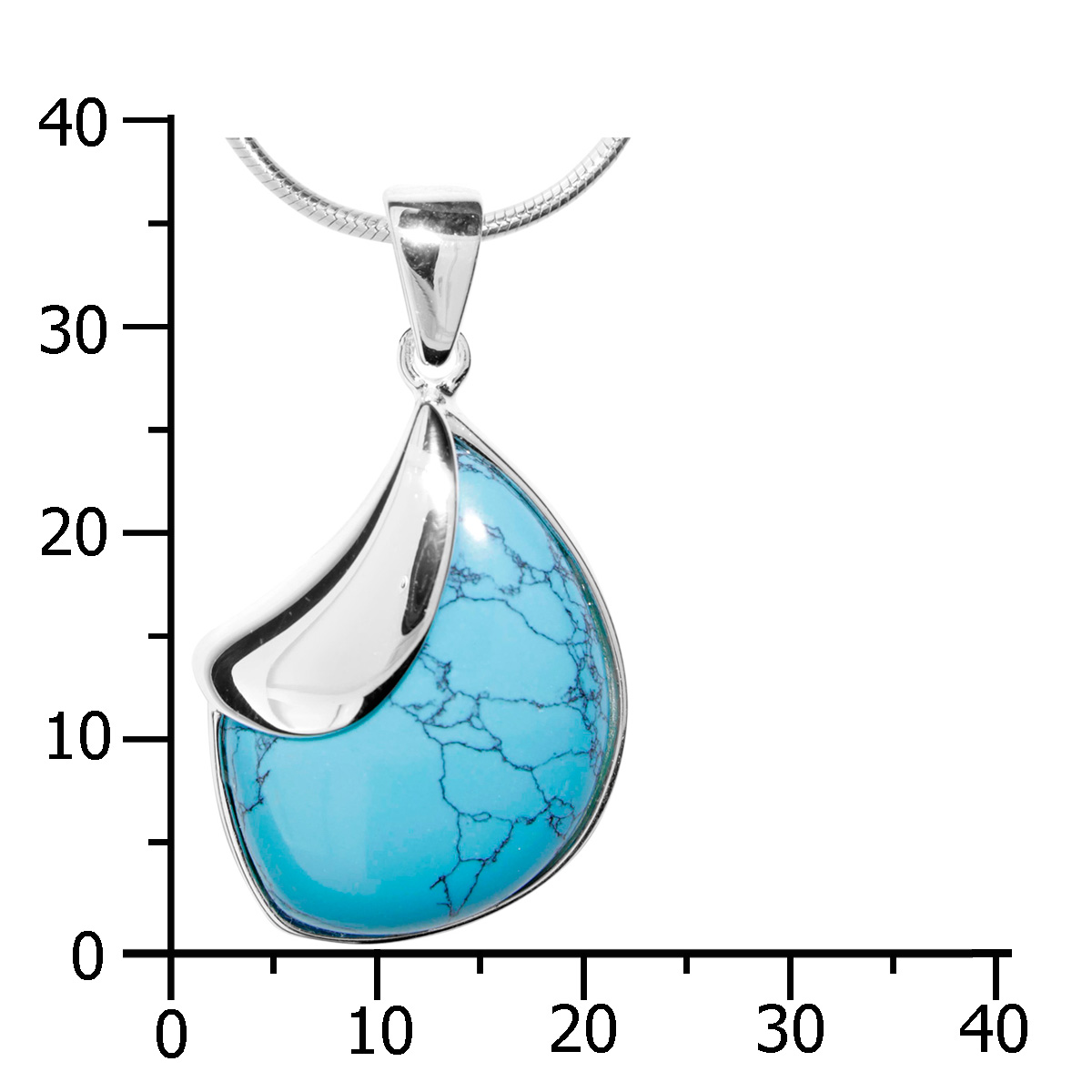001-201362-A445k Kette mit Anhänger, Silber 925/000, 45 cm, rek. Türkis
