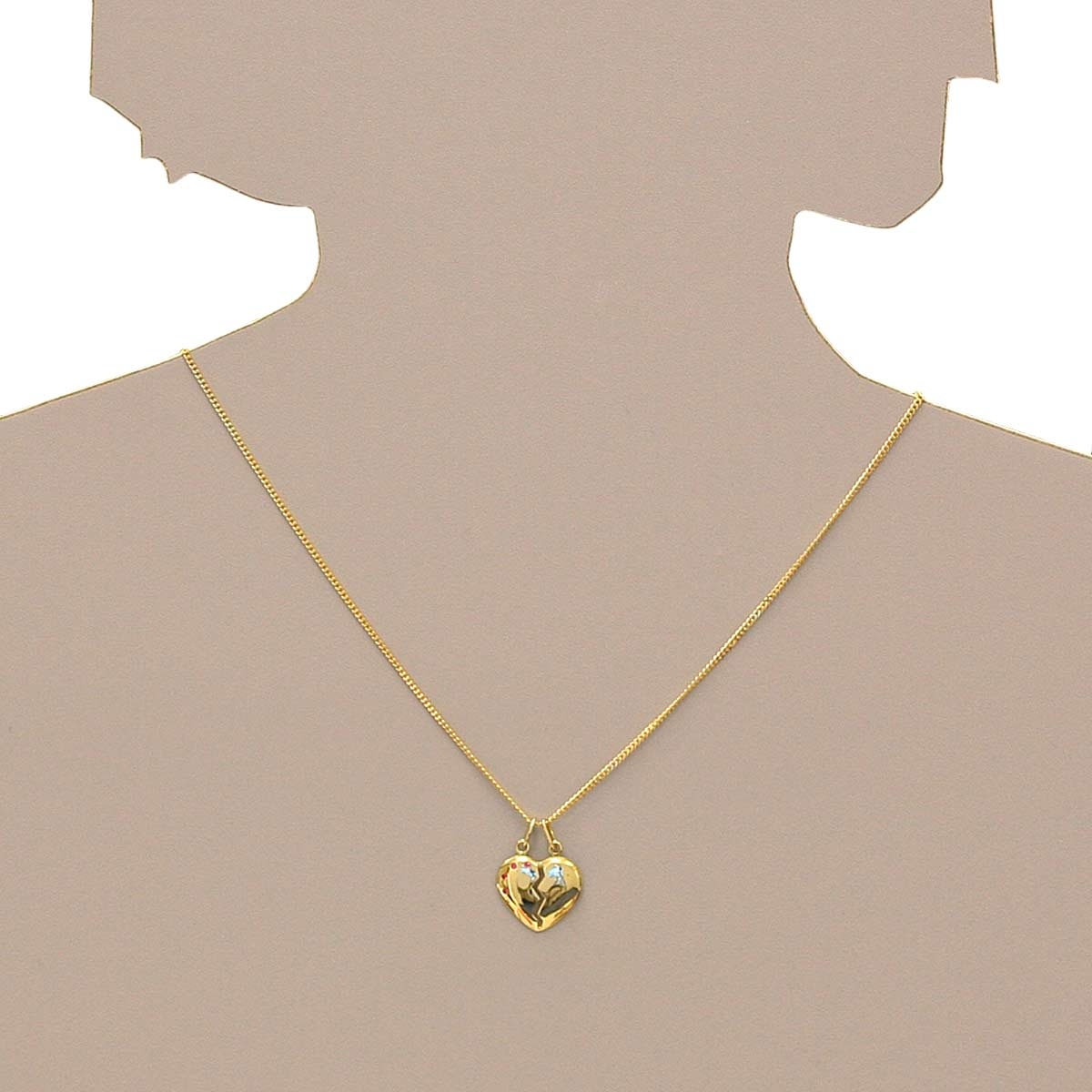 001-100572-1002s Kette mit Anhänger, Gold 333/000,Herz, 42 cm, sy. Rubin