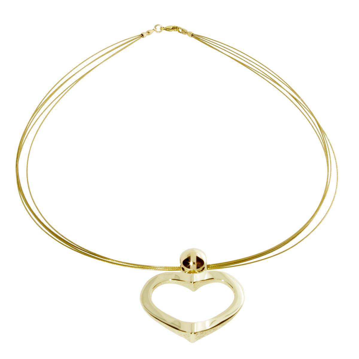 001-103566-11001 Nyloncollier mit Anhänger Herz Gold 333/000, 42 cm