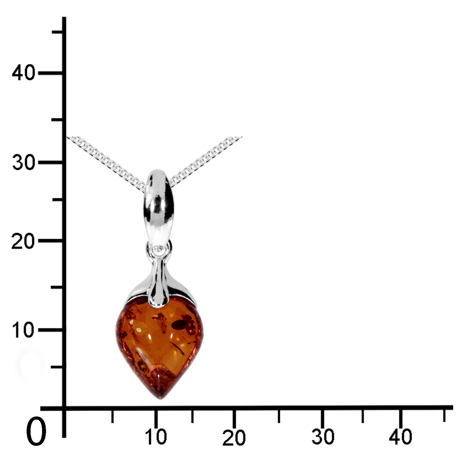 Kette mit Anhänger Silber 925/000, Bernstein -Länge wählbar-