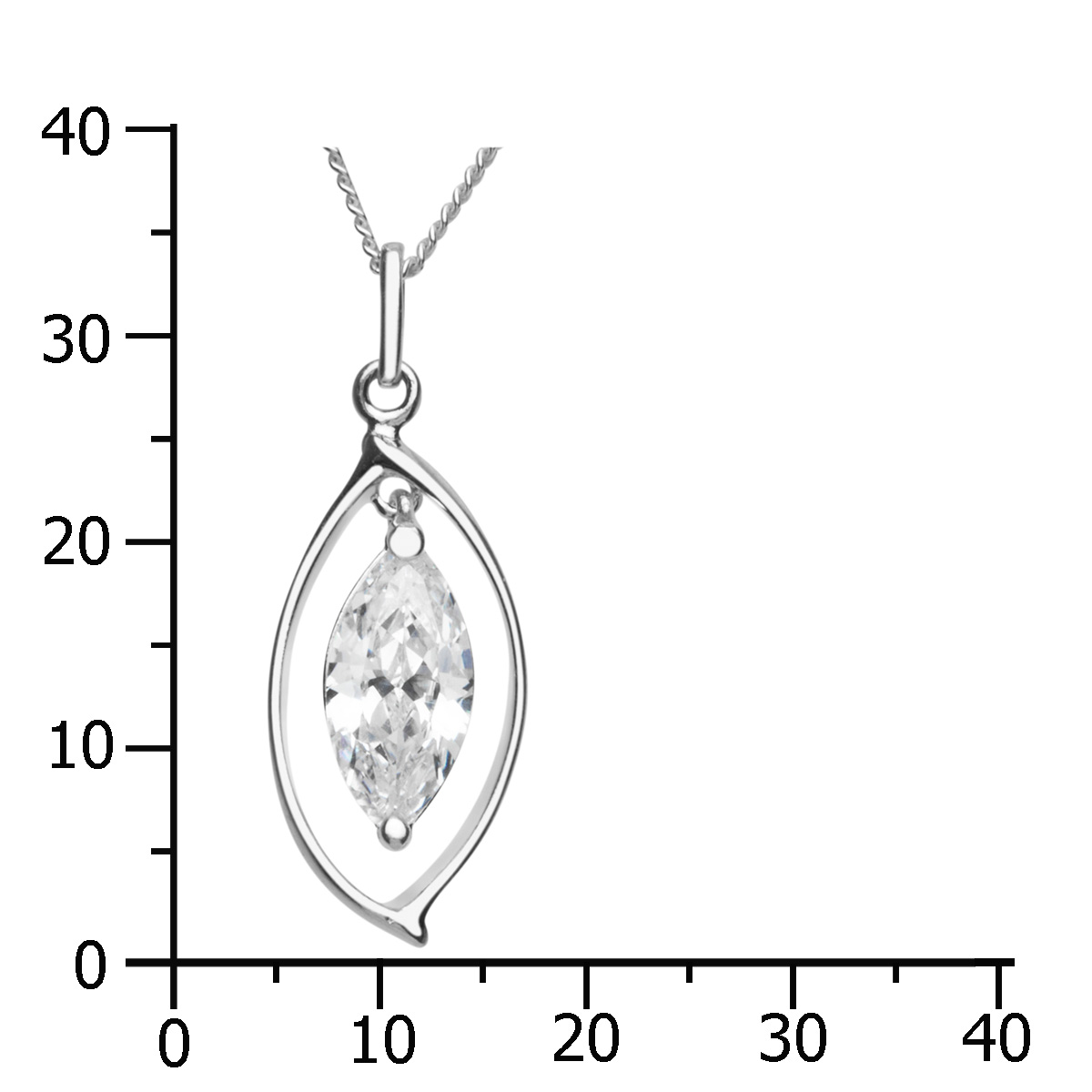 043-201709-A142k Kette mit Anhänger Silber 925/000, Zirkonia, weiß, 42 cm