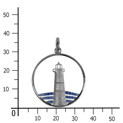 Anhänger Silber 925/000, 28 mm, Zirkonia, blau -Leuchtturm- Anhänger Silber 925/000, 28 mm, Zirkonia, blau -Leuchtturm-