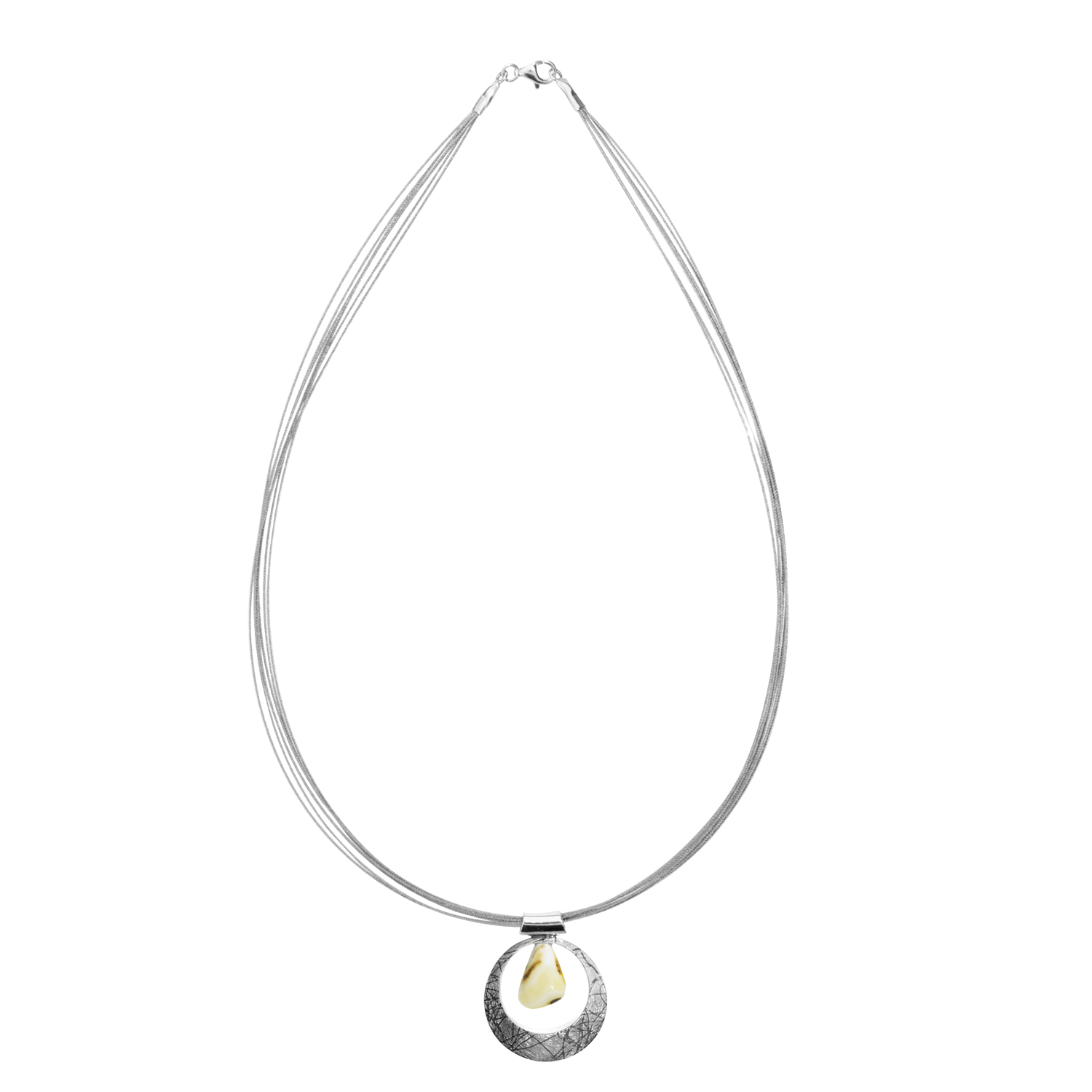001-203689-A245-1 Collier Silber 925/000, Bernstein- Unikat, Sarah Vicenza