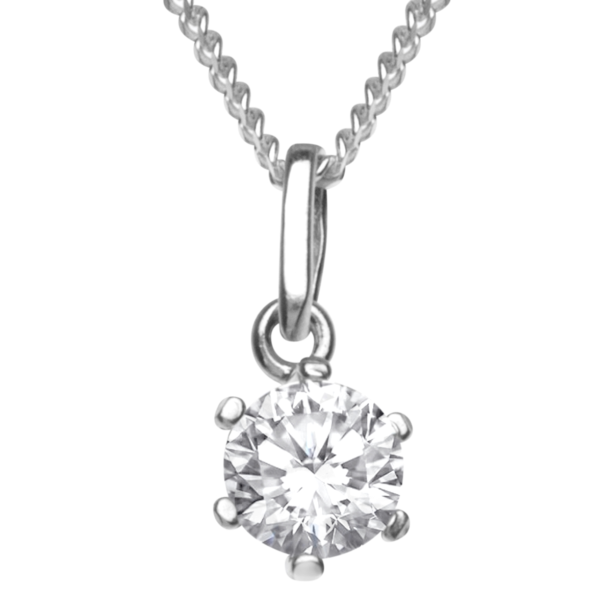 043-201671-A142 Kette mit Anhänger Silber 925/000, Zirkonia, weiß, -Länge wählen-