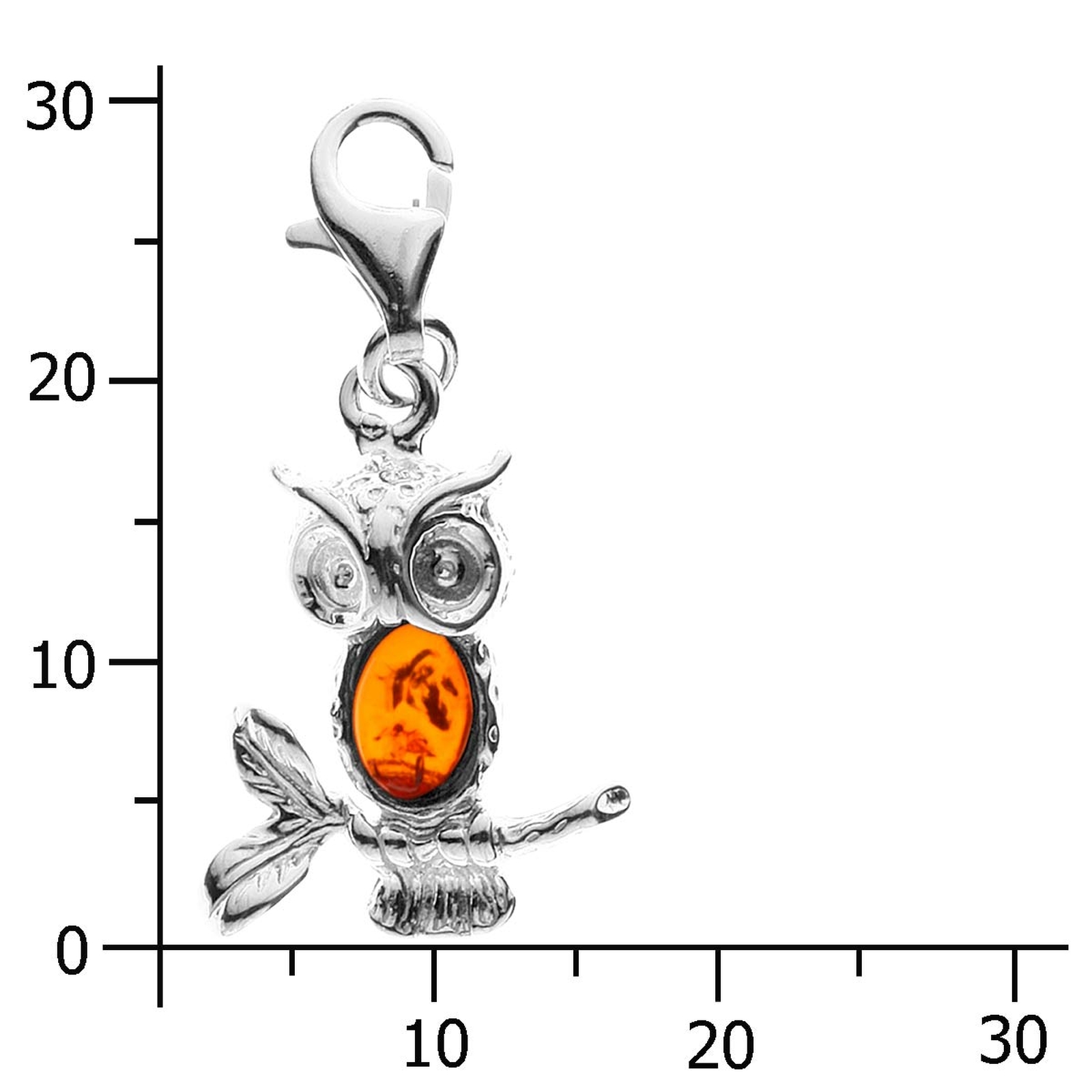 098-200100-0200k Charm Silber 925/000, Eule, Bernstein
