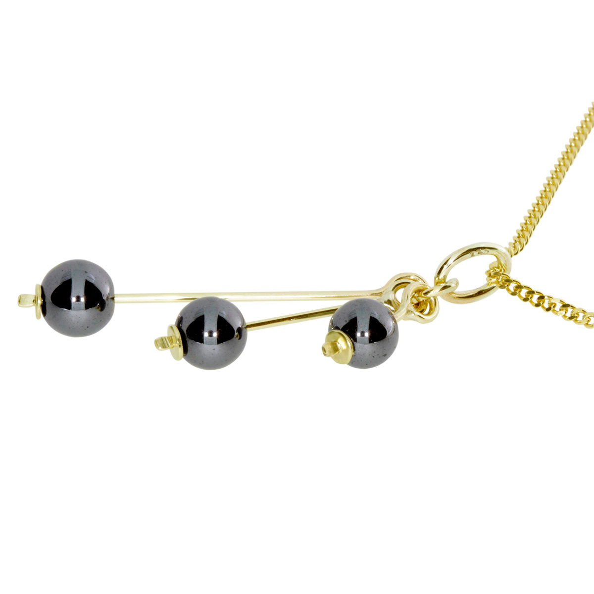 001-203579-12011 Kette mit Anhänger Silber 925/000 vergoldet, Hämatit, 42 oder 45 cm