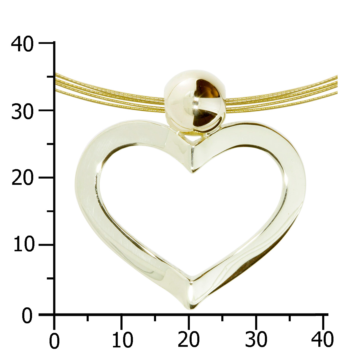 001-103566-1100k Nyloncollier mit Anhänger Herz Gold 333/000, 42 cm