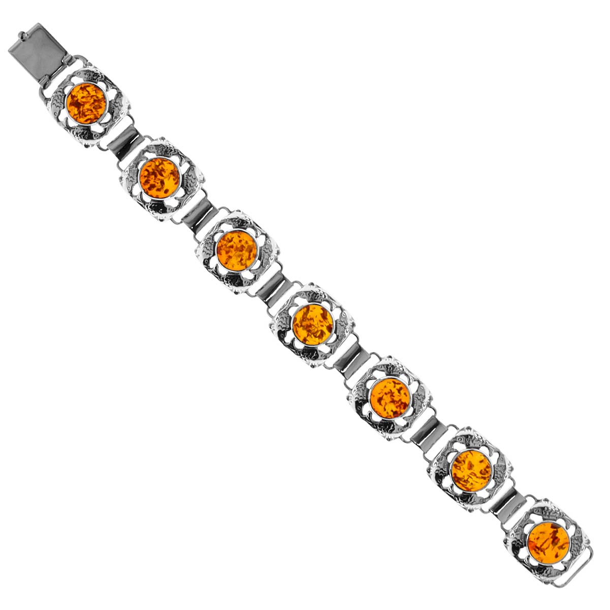 4250054222385 Armband Fischland, Silber 925/000, oxyd., Bernstein