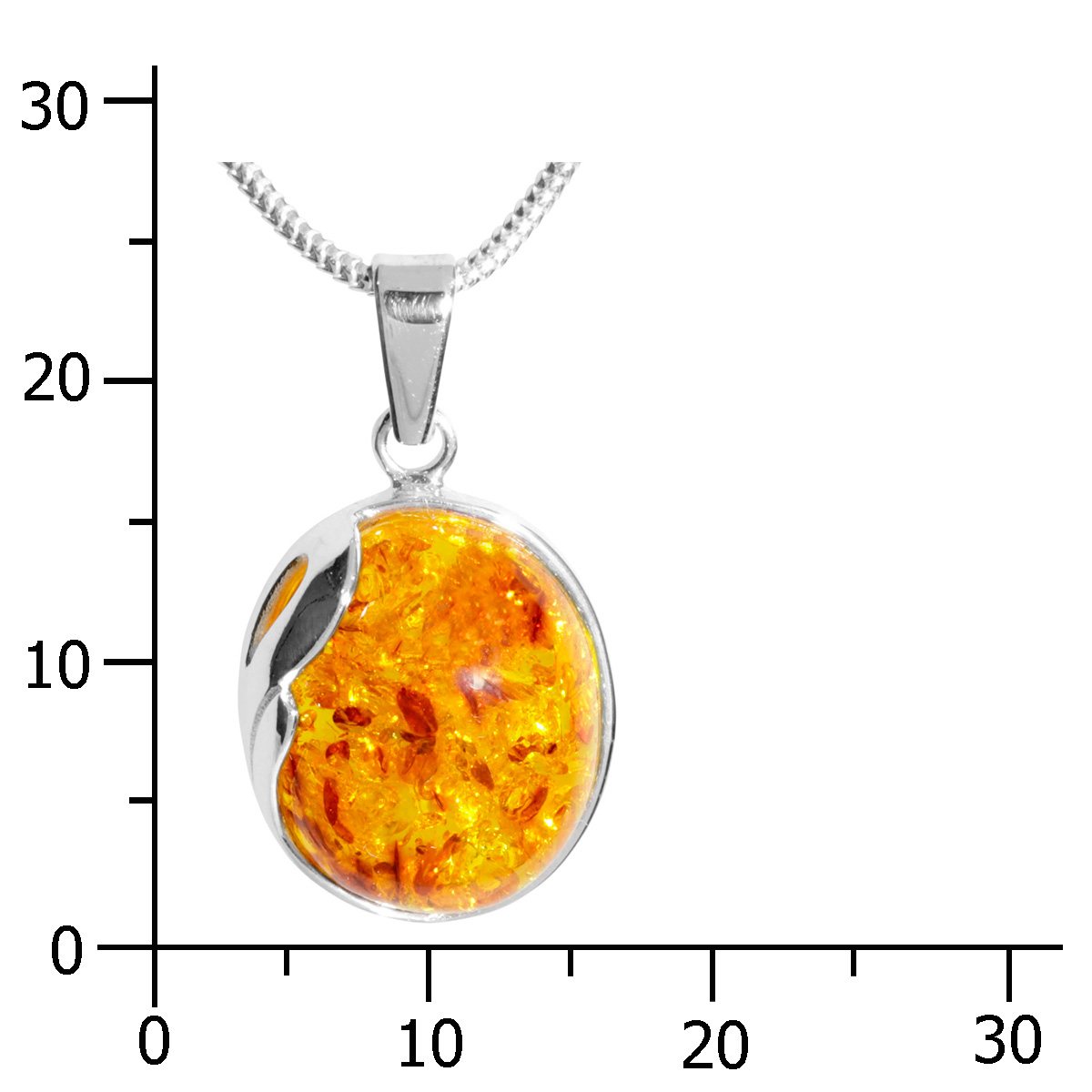 4250054285878-PT04 Kette mit Anhänger Silber 925/000, 42 cm, Bernstein