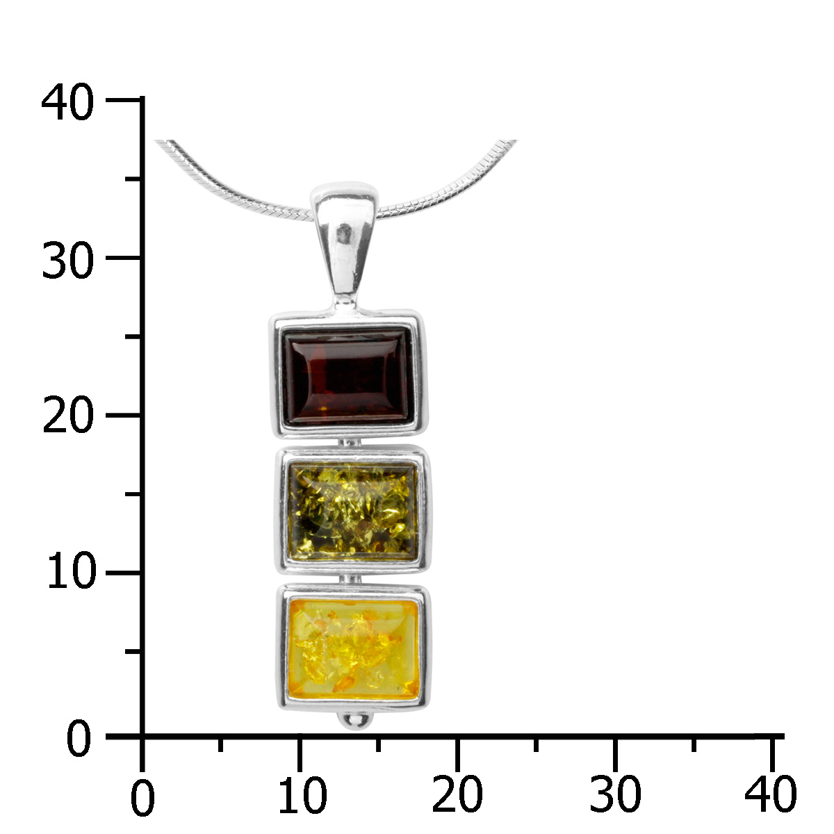 088-200474-A145k Kette mit Anhänger Silber 925/000, 45 cm, Bernstein
