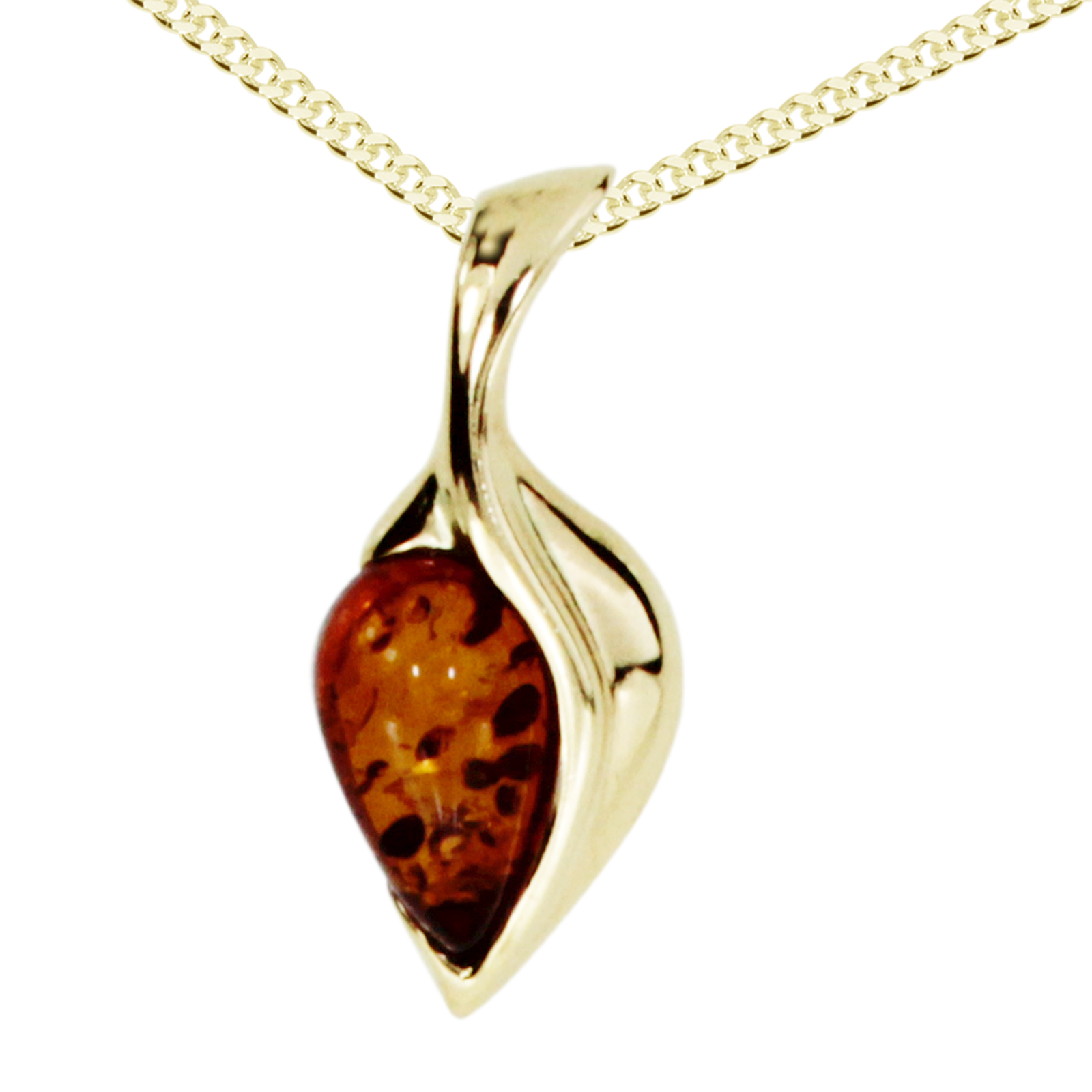 Kette mit Anhänger Gold 375/000,  42 oder 45 cm, Bernstein Kette mit Anhänger Gold 375/000,  42 oder 45 cm, Bernstein