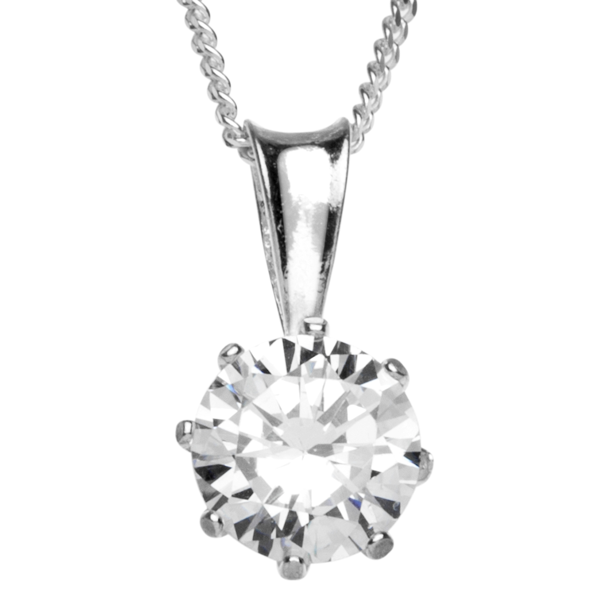 043-201637-A142 Kette mit Anhänger Silber 925/000, Zirkonia, weiß, -Länge wählbar-