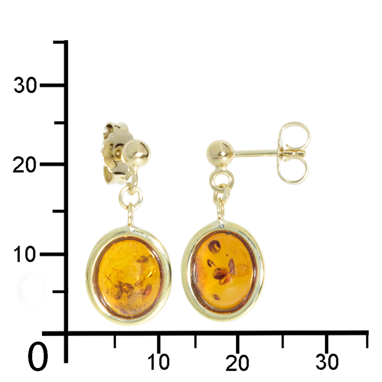 001-163292-0001k Ohrhänger Gold 333/000, Bernstein