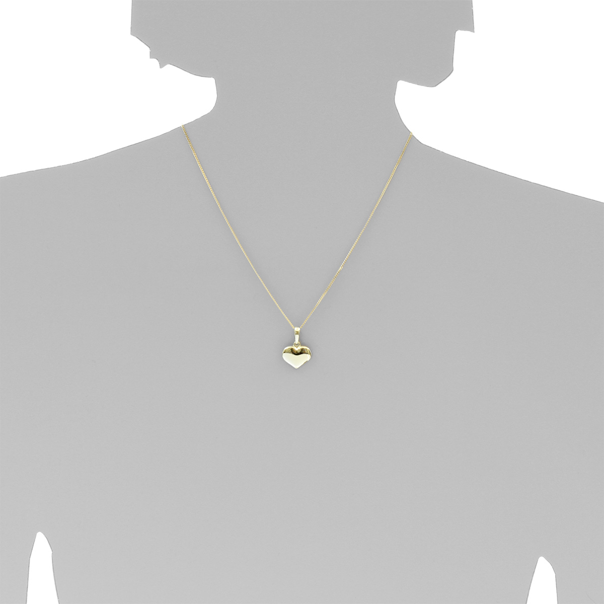 001-103635-A142s Kette mit Anhänger, Gold 333/000, Herz, 42 cm