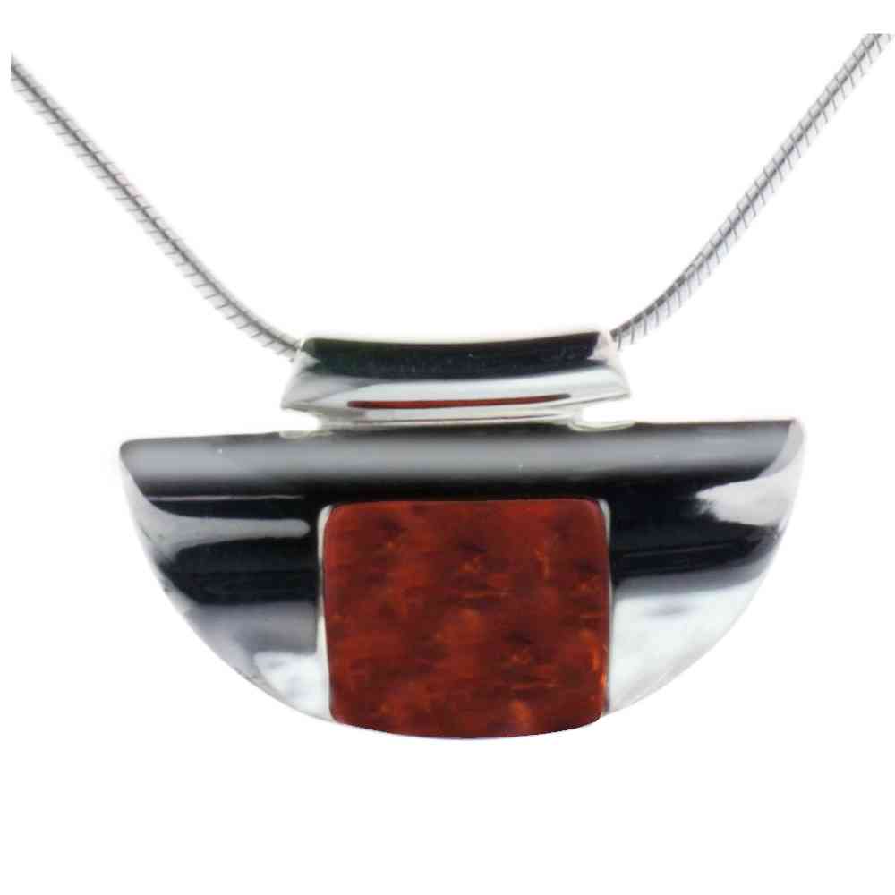 Kette mit Anhänger Silber 925/000, Bernstein, 42 cm