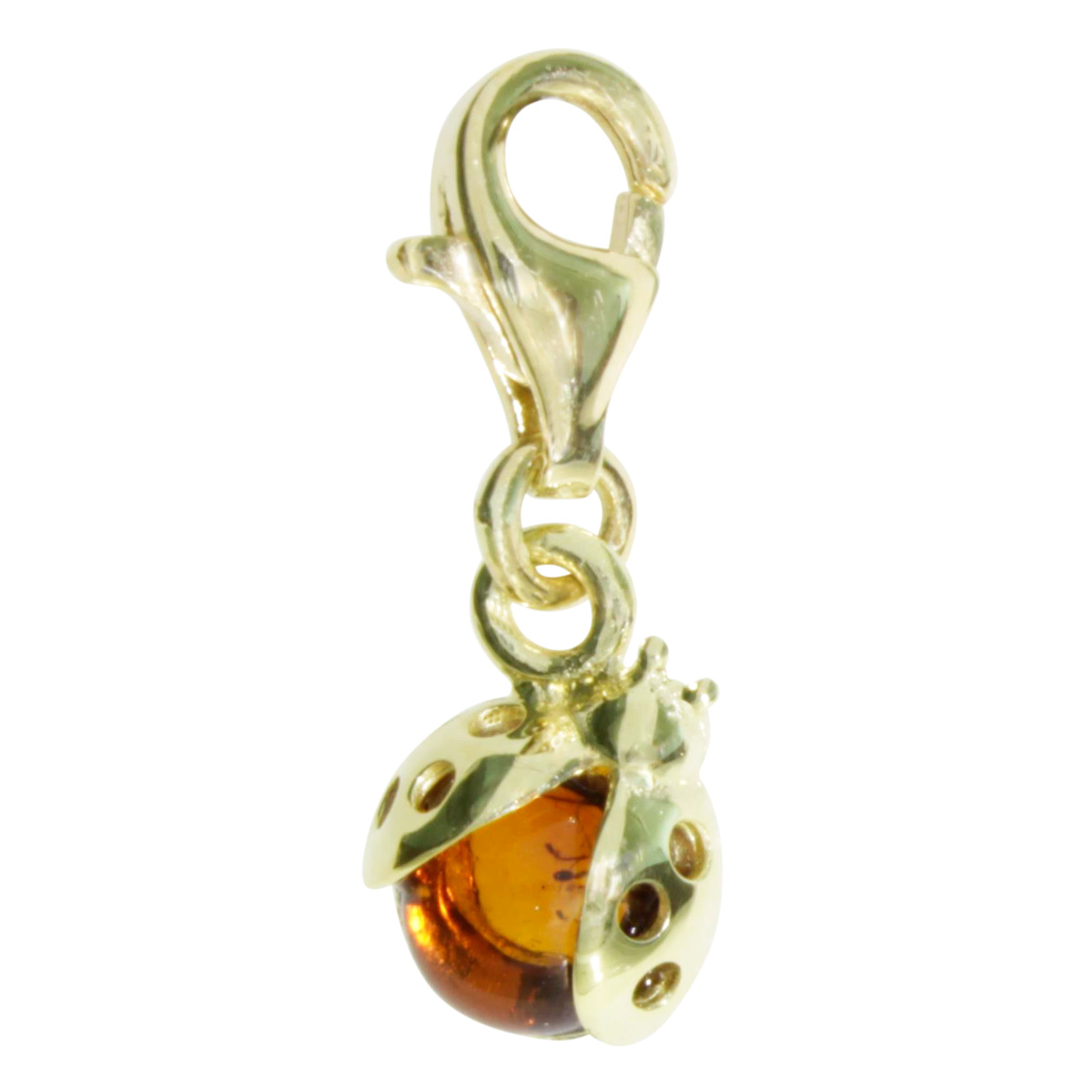 001-103652-0200 Charm Gold 333/000, kl. Marienkäfer, Bernstein