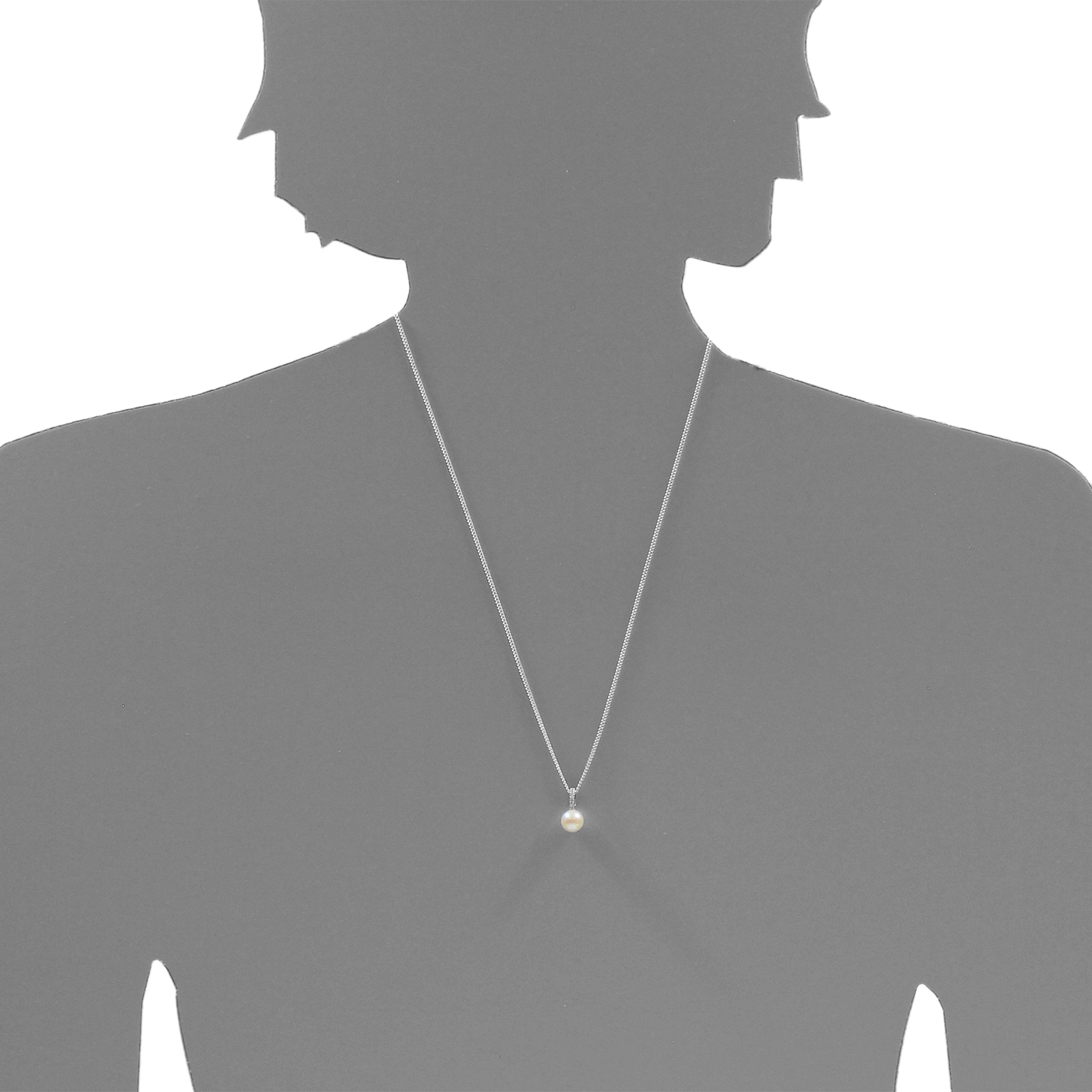 Kette mit Anhänger, Silber 925/000,  Zuchtperle -Länge wählbar-      Kette mit Anhänger, Silber 925/000,  Zuchtperle -Länge wählbar-
