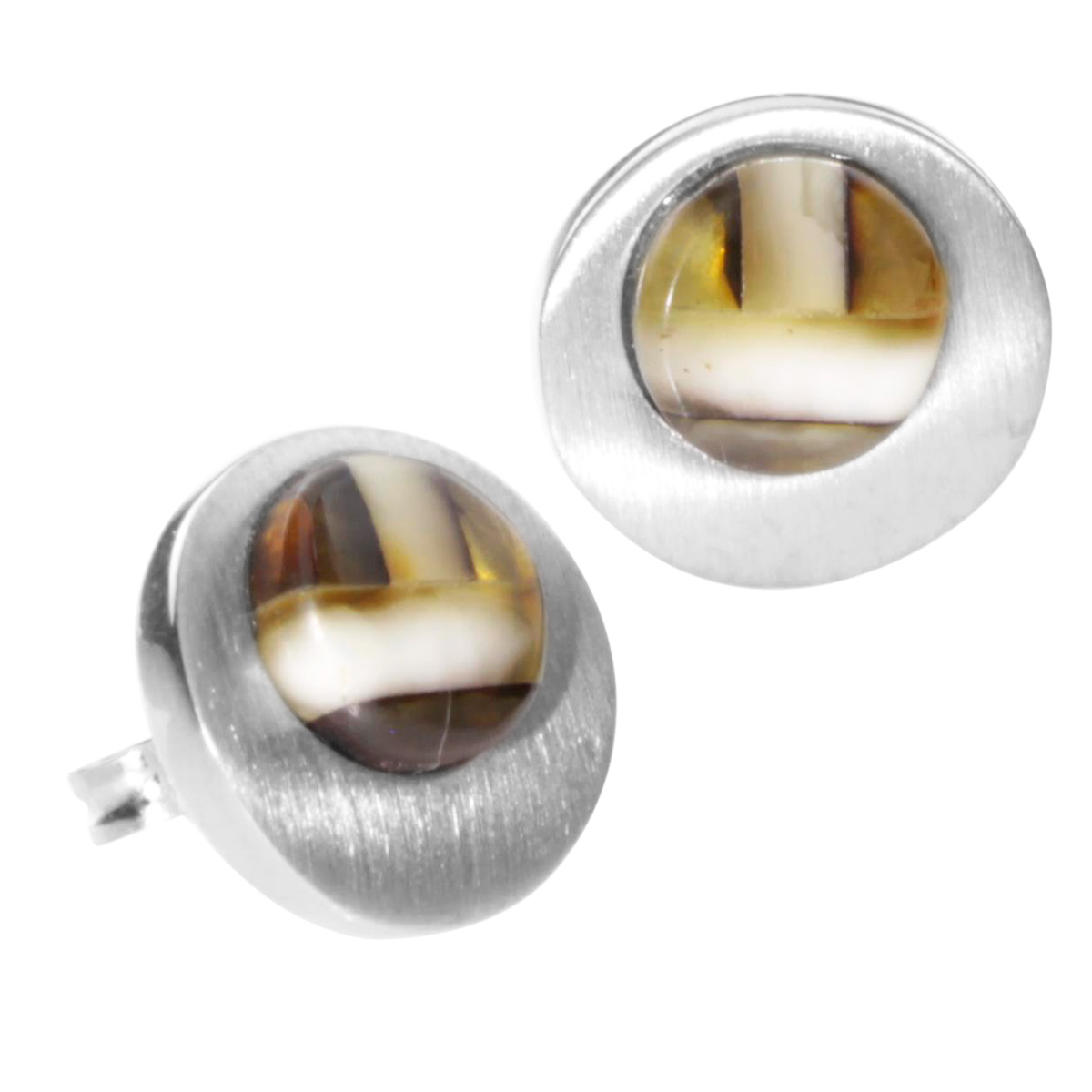 550947046 Ohrstecker Silber 925/000, Bernstein-Mosaik