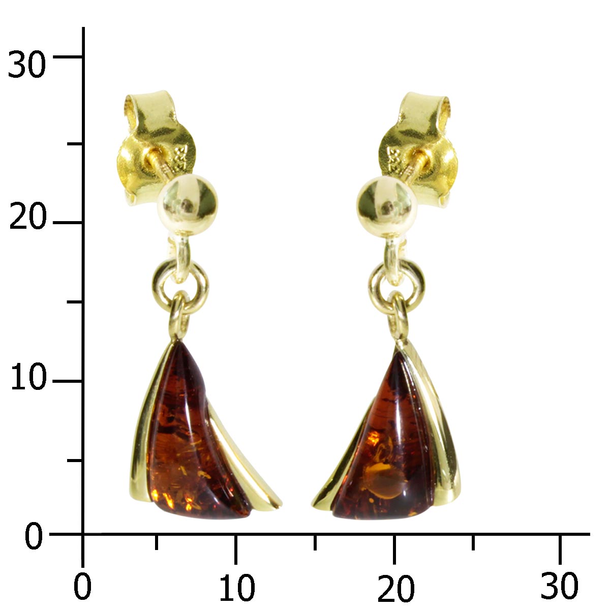001-163350-0100k Ohrhänger Gold 585/000, Bernstein