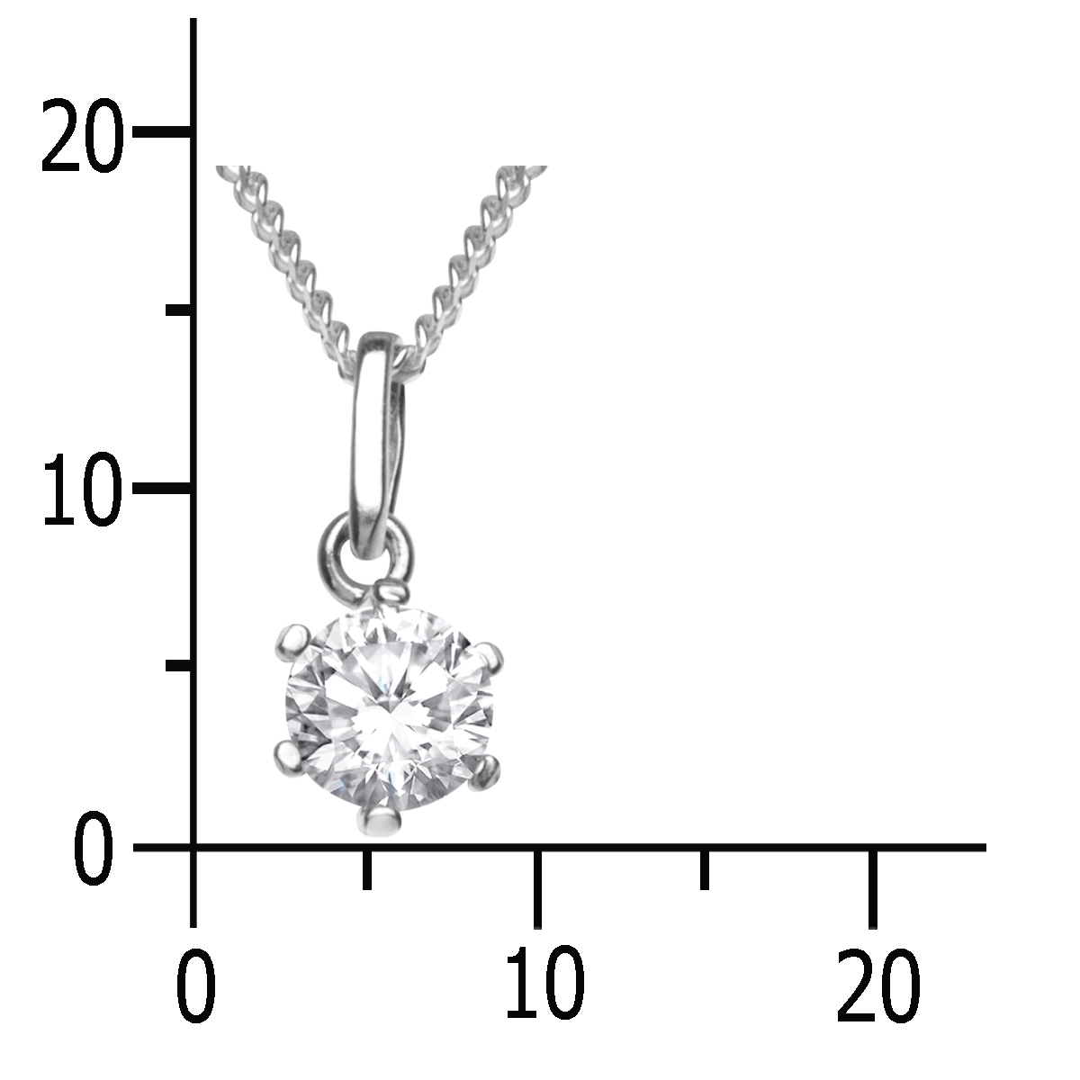 Kette mit Anhänger Silber 925/000, Zirkonia, weiß, -Länge wählen-