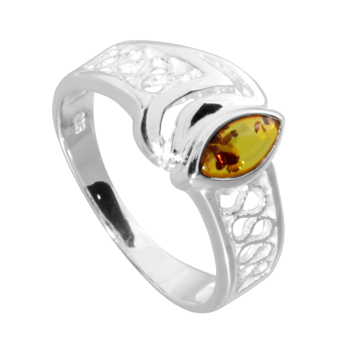 Ring Silber 925/000, Bernstein -Größe wählbar-