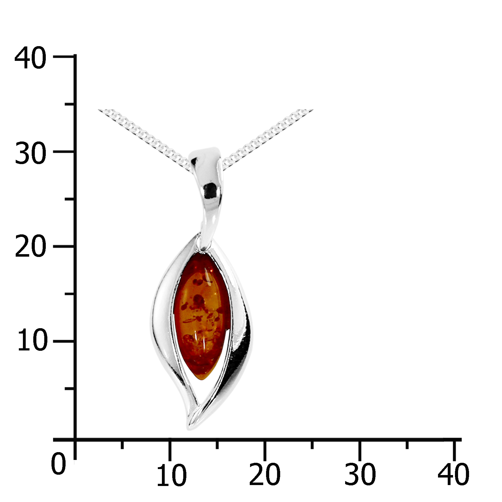 Kette mit Anhänger Silber 925/000, Bernstein -Länge wählbar-