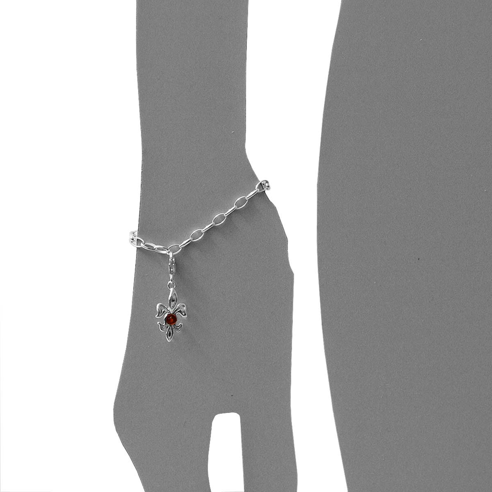 098-200520-0200s Charm Silber 925/000, Lilie, Bernstein