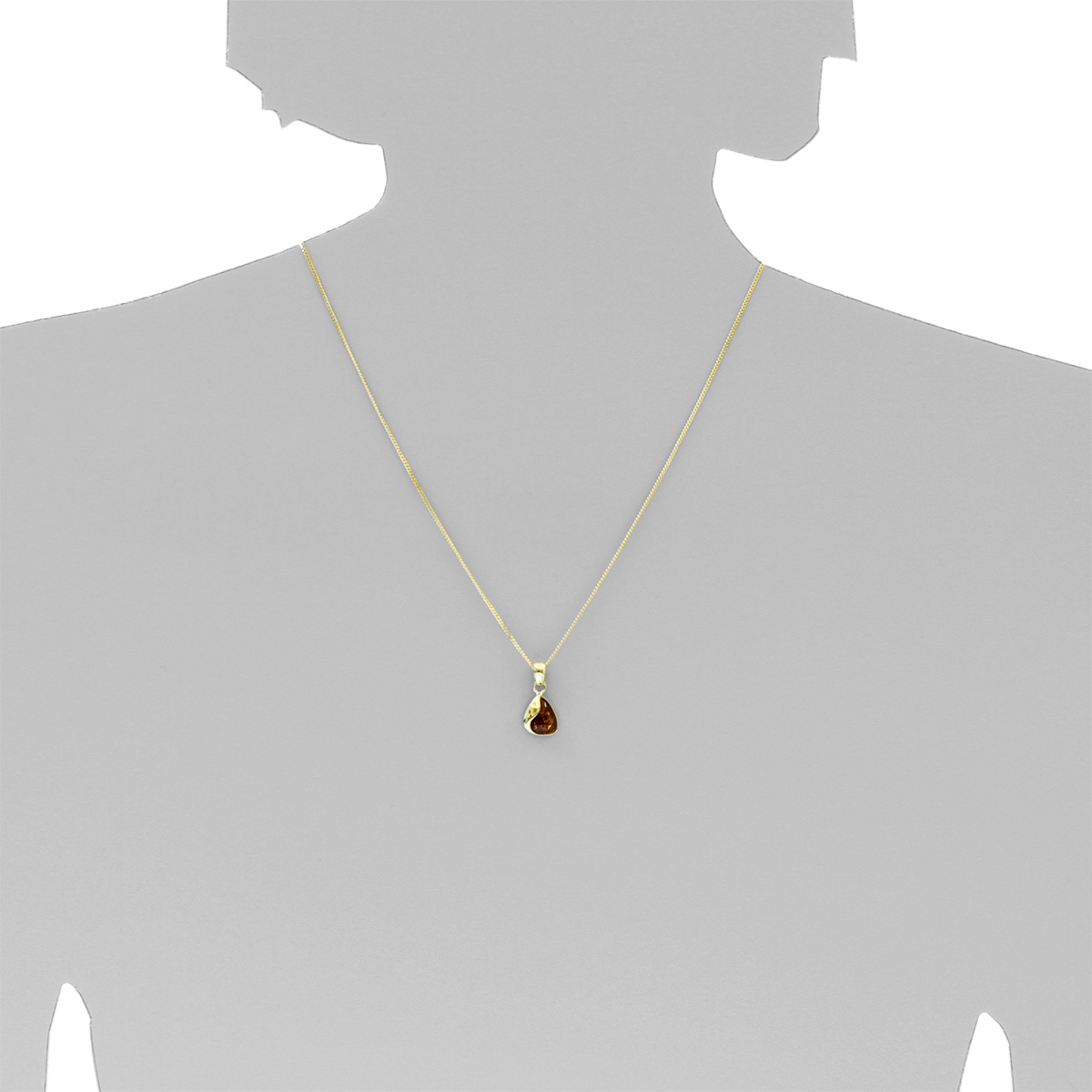 001-103641-A145s Kette mit Anhänger Gold 333/000, 45 cm, Bernstein