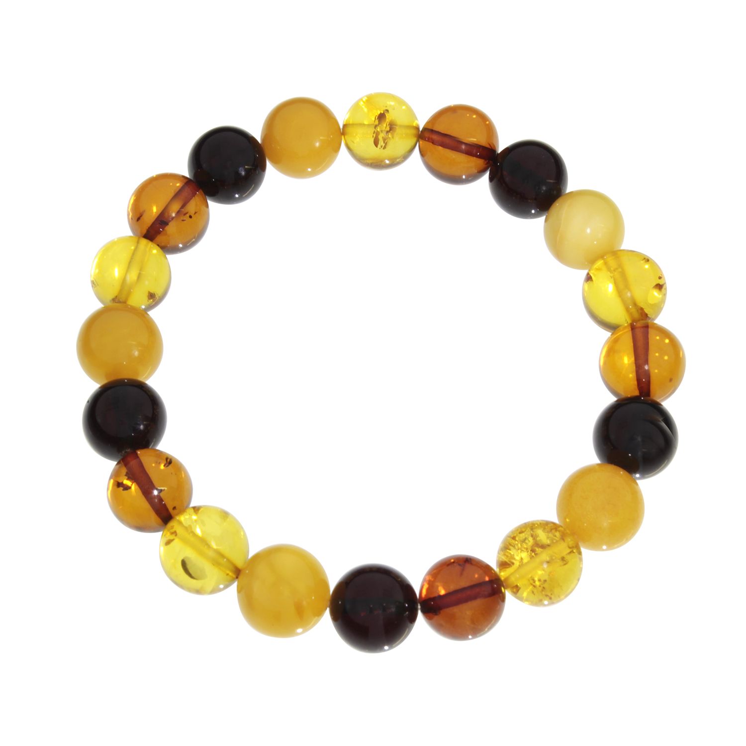 069-98K001-0812 Bernsteinarmband, Kugel 10 mm, 19 cm, Gummizug
