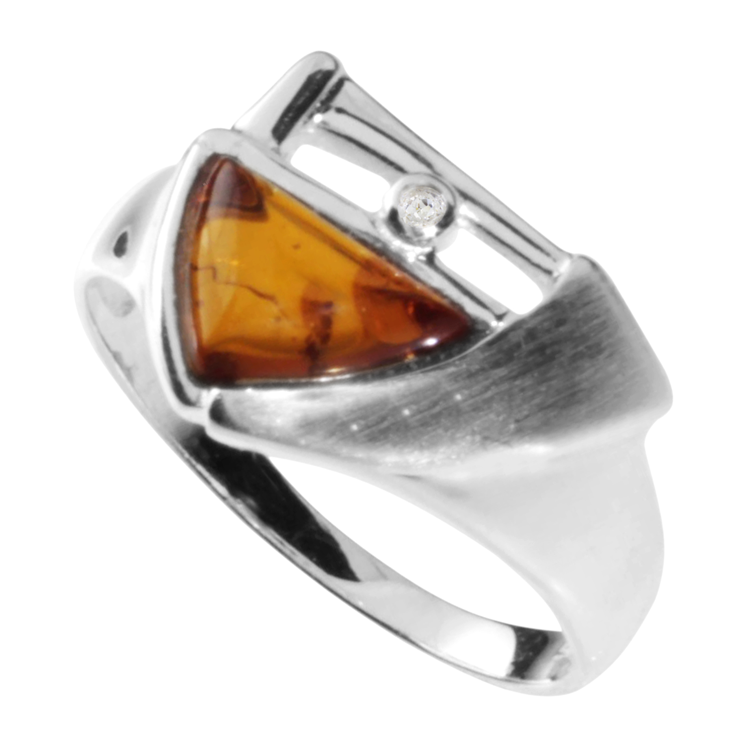 001-272225-0001fTXbQMeyuQWgD Ring Silber 925/000, Bernstein/Zirkonia -Größe wählbar-