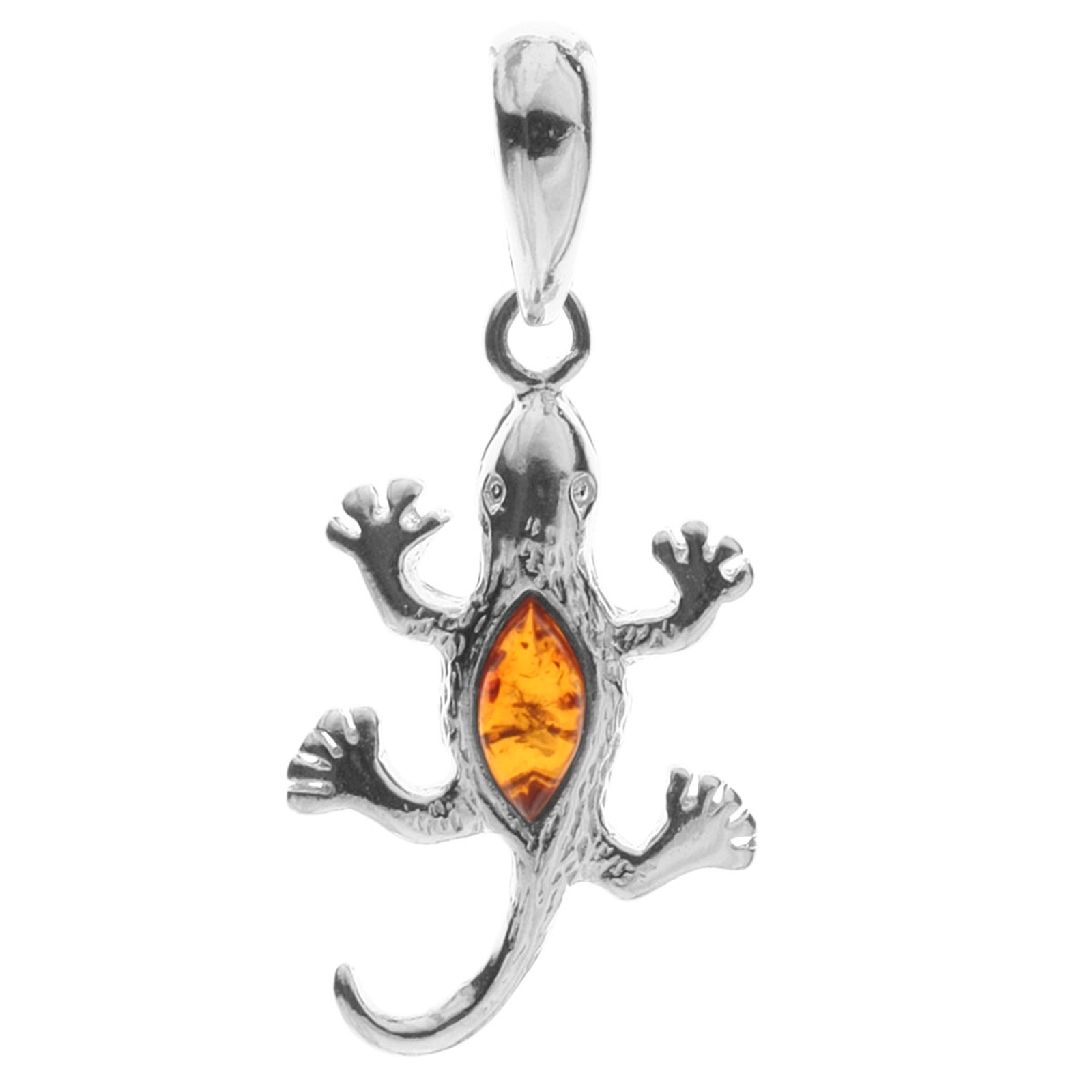 098-200485-0100 Anhänger Silber 925/000, Salamander, Bernstein