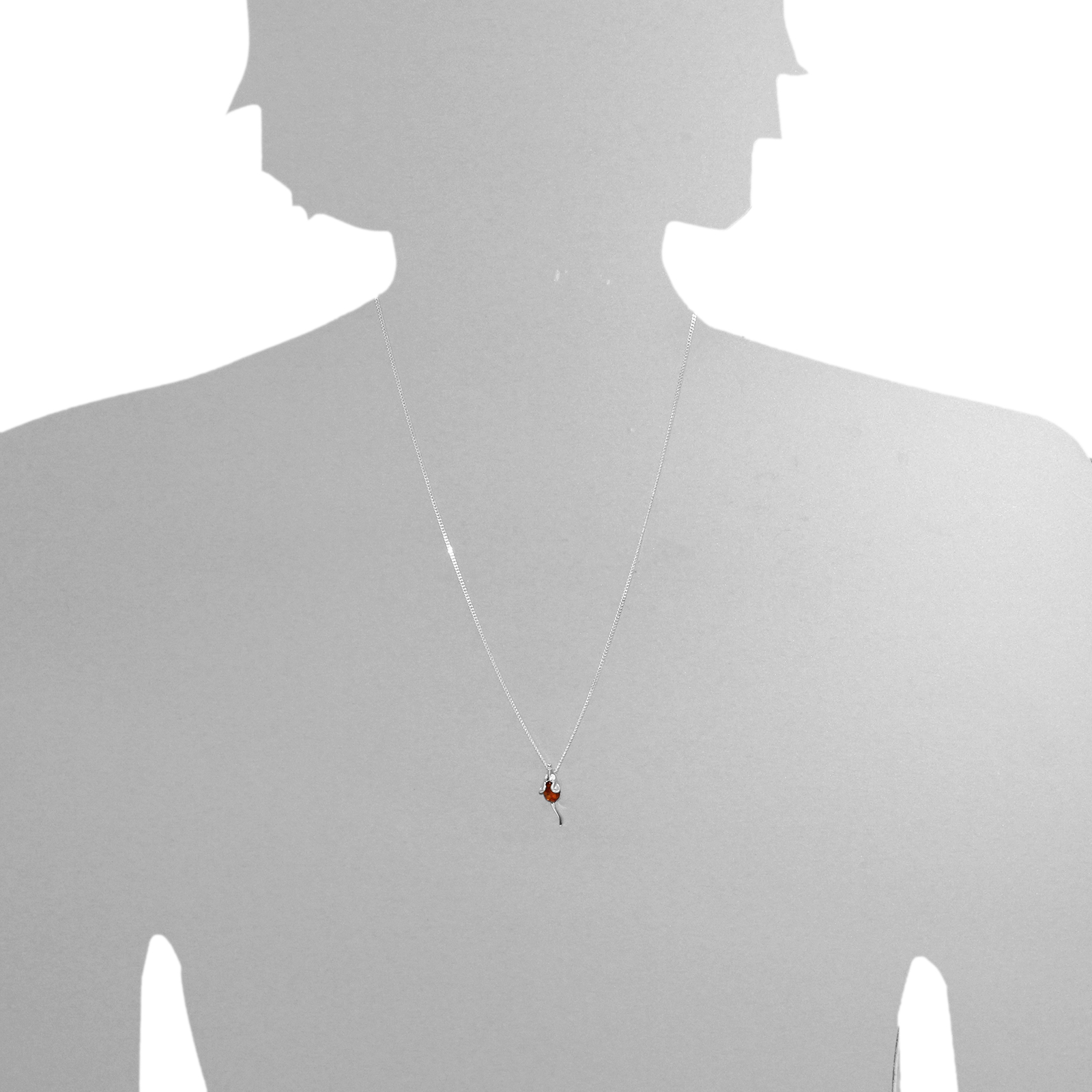 Kette mit Anhänger Silber 925/000, Bernstein -Länge wählbar-