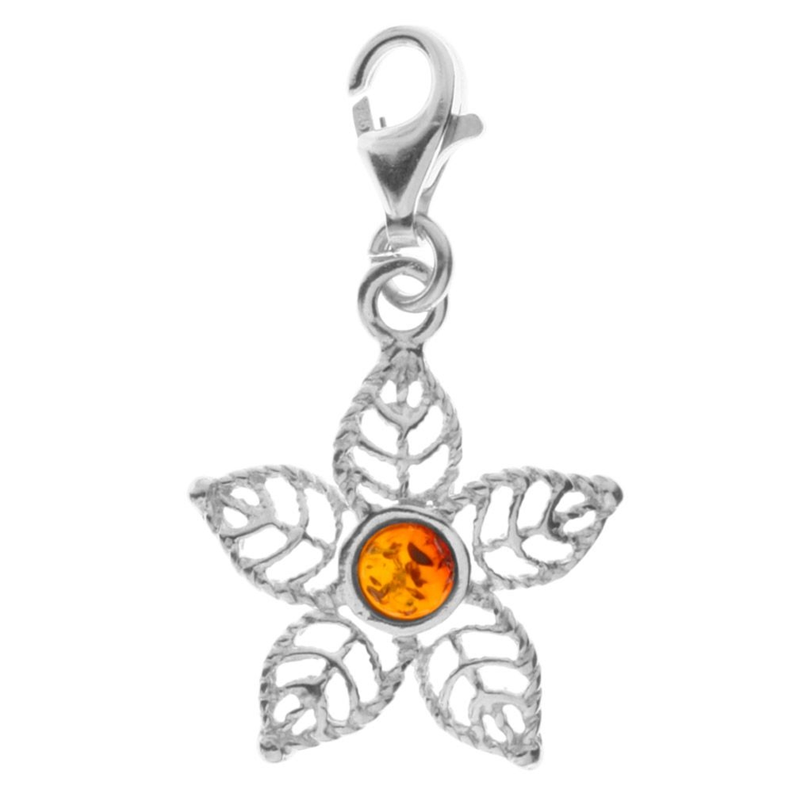 098-200380-0200 Charm Silber 925/000, Blüte, Bernstein