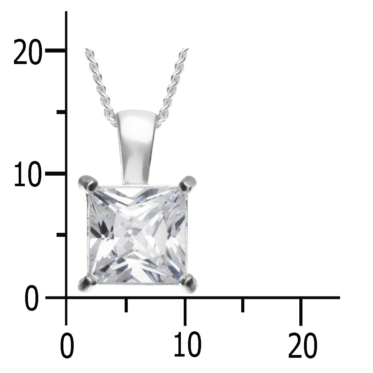043-201676-A142k Kette mit Anhänger Silber 925/000, Zirkonia, weiß, Länge wählbar-
