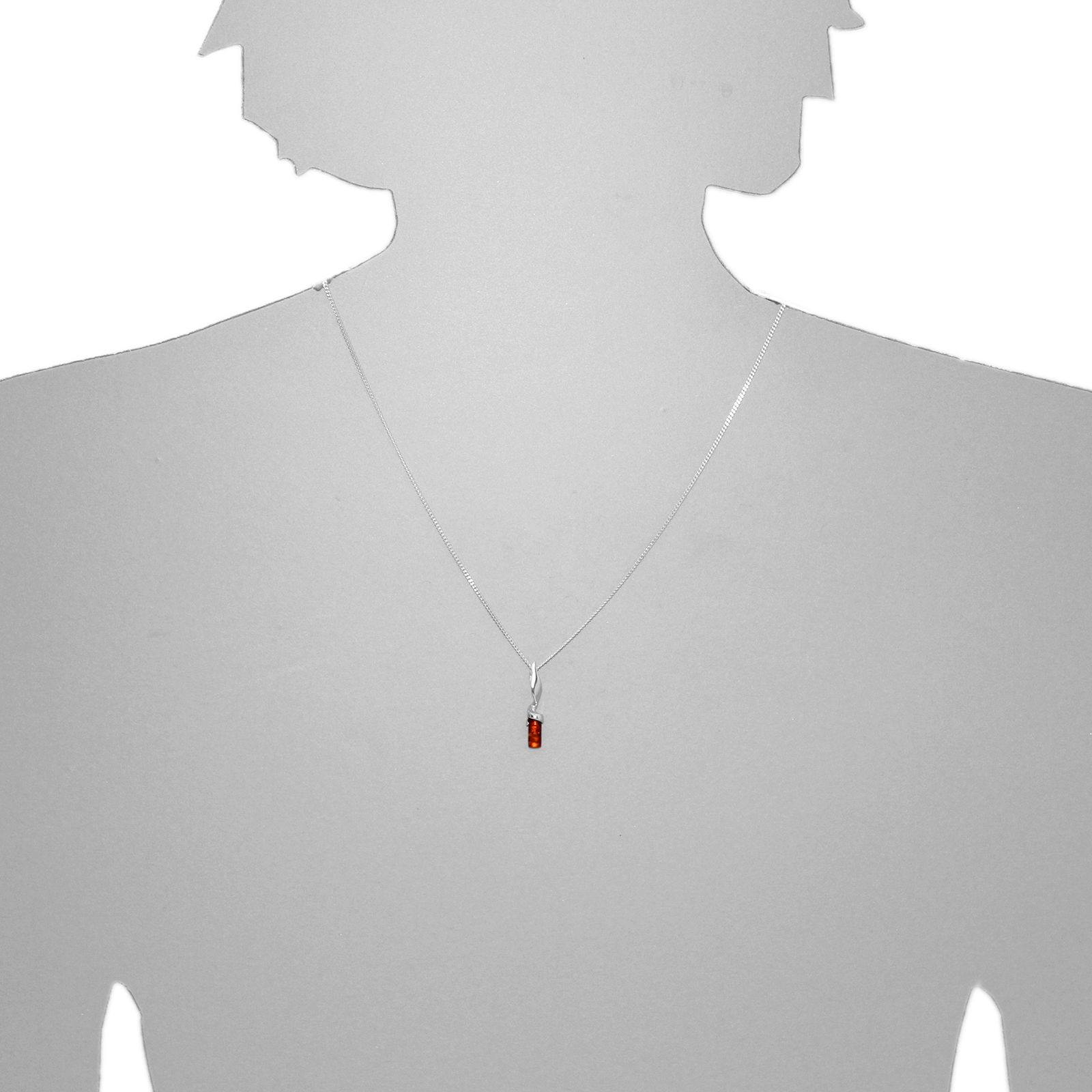 Kette mit Anhänger Silber 925/000, Bernstein -Länge wählbar-