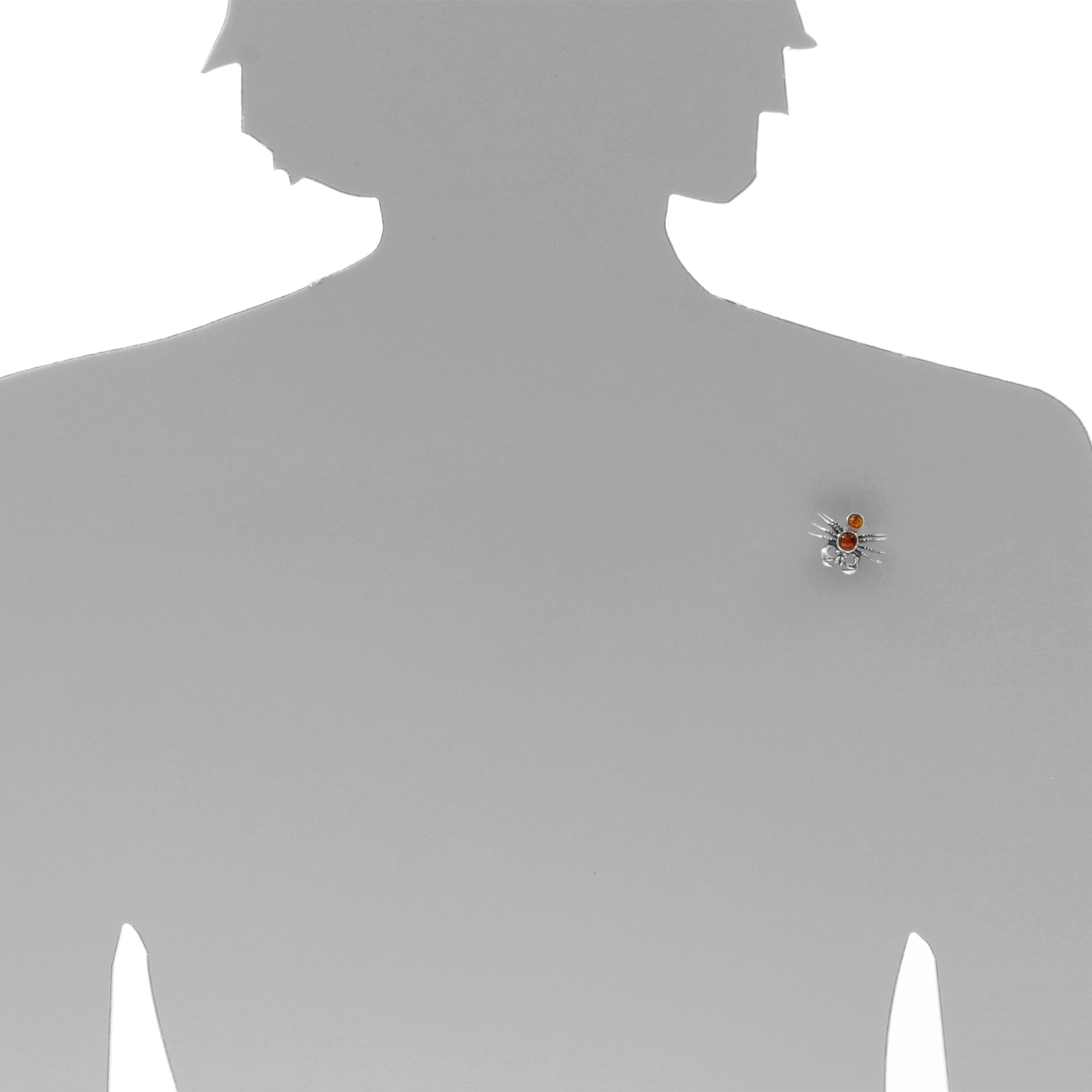 Brosche "Krebs" Silber 925/000,  Bernstein  Brosche "Krebs" Silber 925/000,  Bernstein