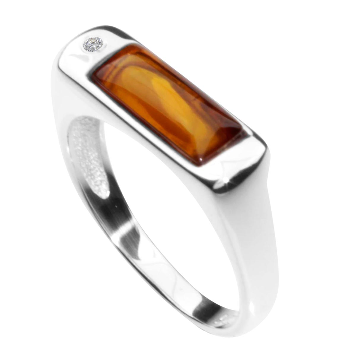 001-273438-0100 Ring Silber 925/000, Bernstein/Zirkonia -Größe wählbar-