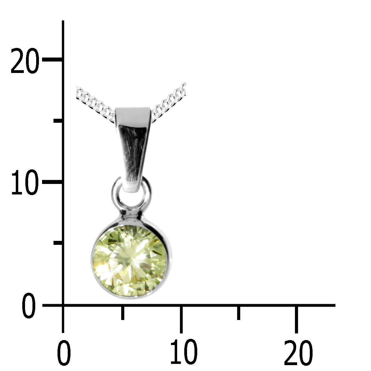 001-203645-A237k Kinderkette mit Anhänger Silber 925/000, 36 oder 38 cm, Zirkonia-limette