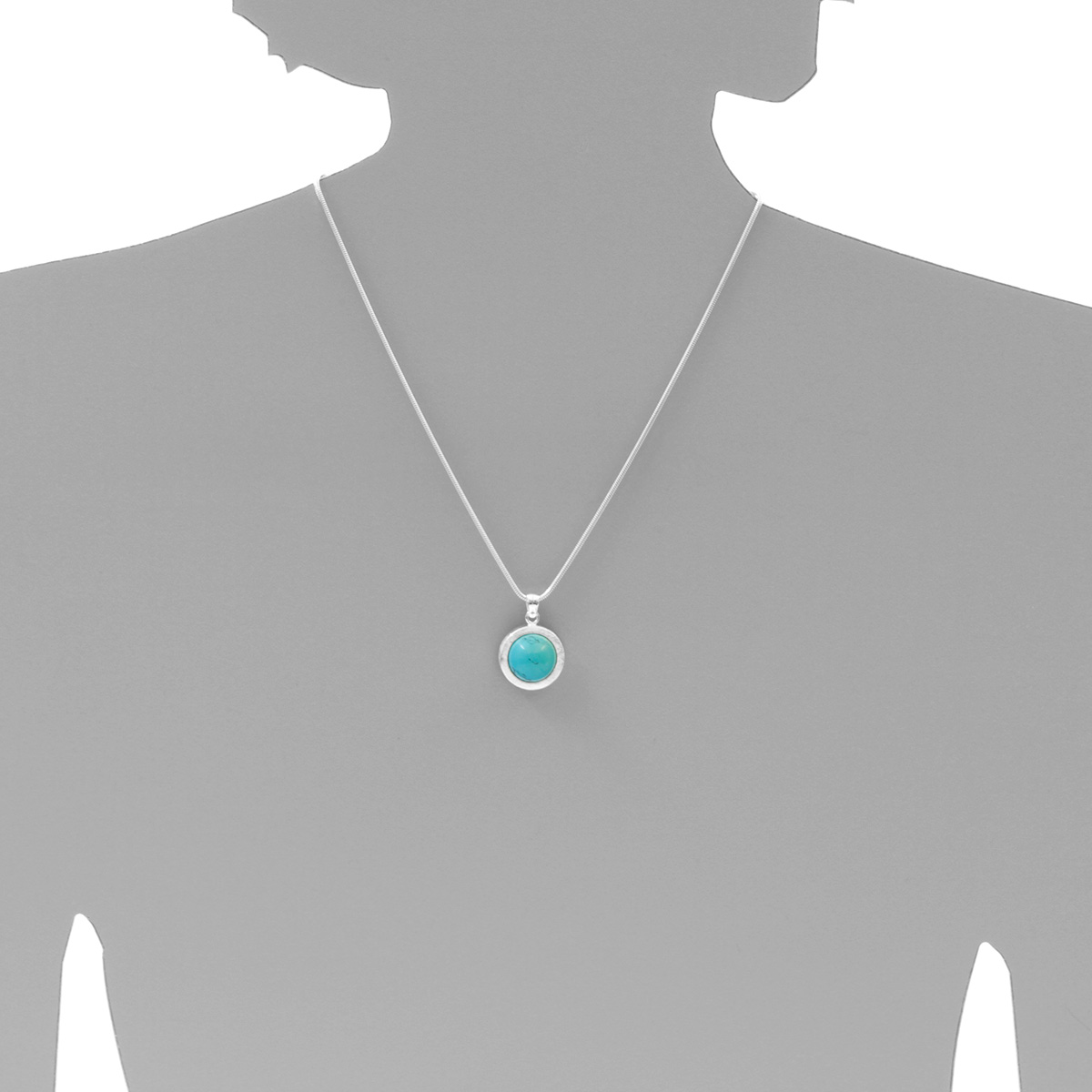 001-203093-A345s Kette mit Anhänger, Silber 925/000, 45 cm, rek. Türkis