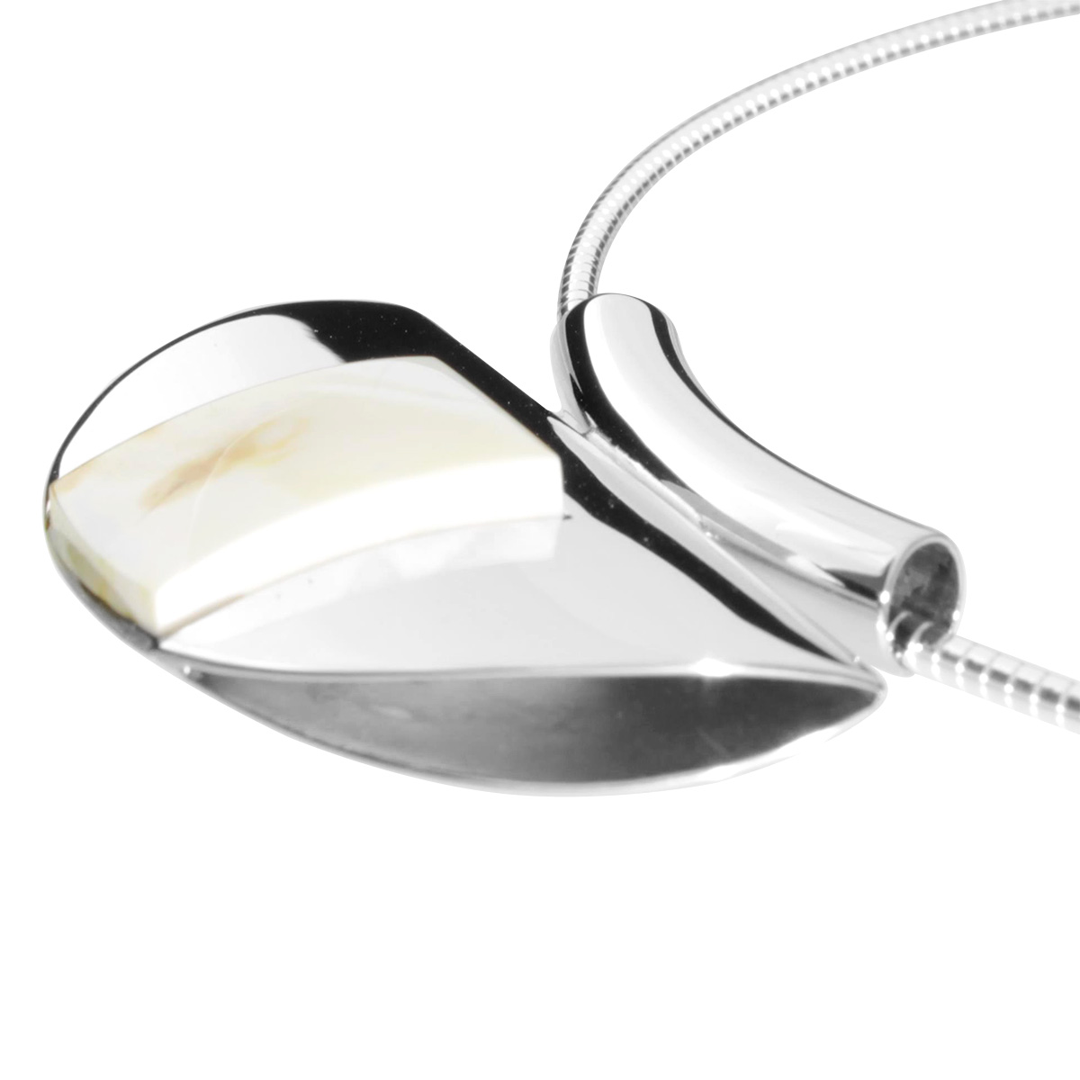 001-203509-B2451 Halsreif mit Anhänger Silber 925/000, 45 cm, Bernstein-Unikatstein