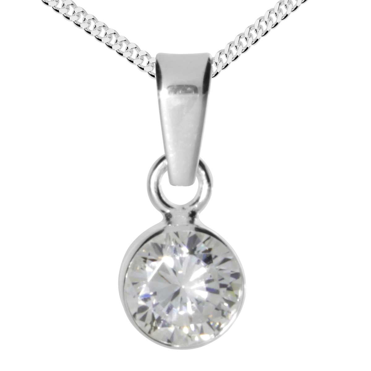 001-203645-A137 Kinderkette mit Anhänger, Silber 925/000, 36 oder 38 cm, Zirkonia
