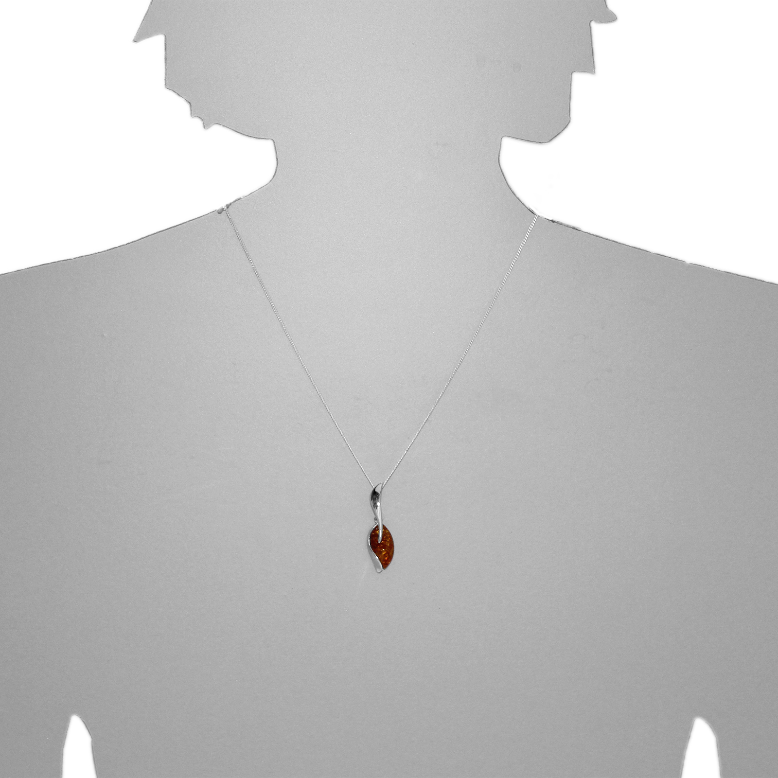 Kette mit Anhänger Silber 925/000, Bernstein -Länge wählbar- Kette mit Anhänger Silber 925/000, Bernstein -Länge wählbar-