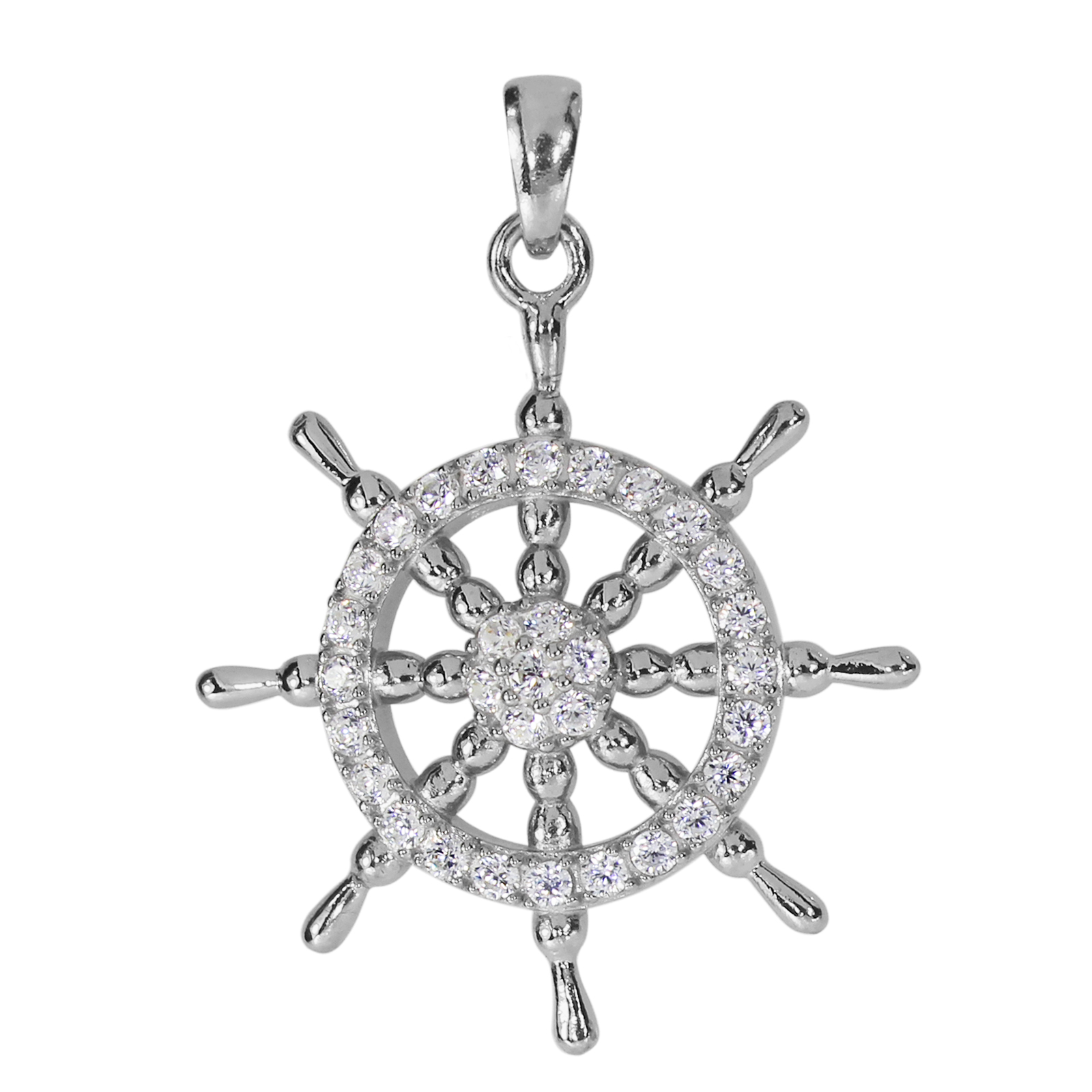 Anhänger "Steuerrad", Silber 925/000, Zirkonia