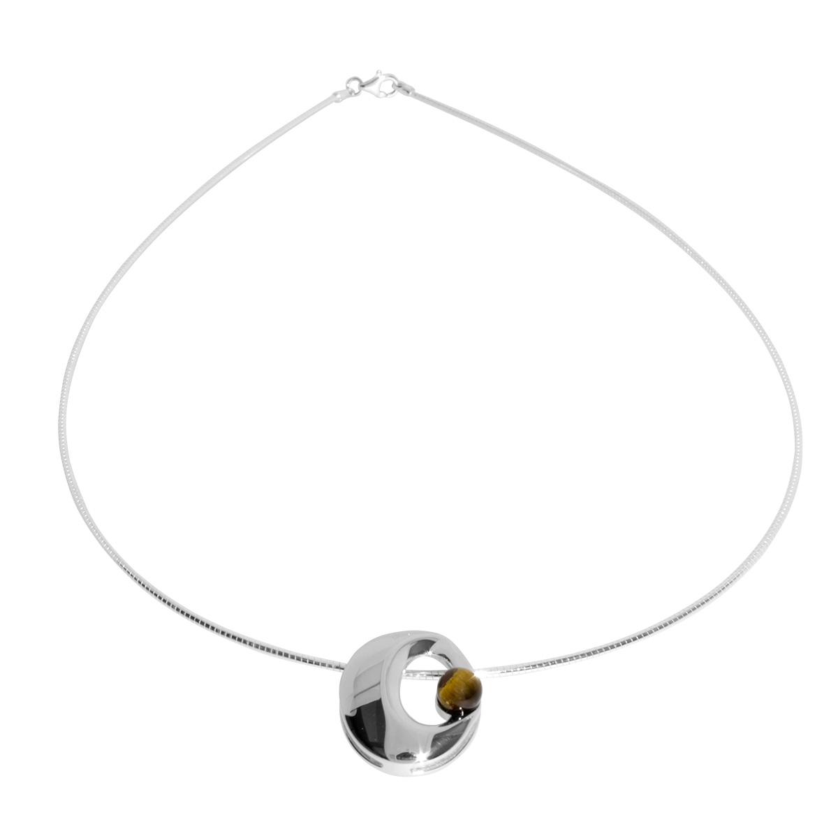 001-203126-B3452 Halsreif mit Anhänger Silber 925/000, 45 cm, Tigerauge