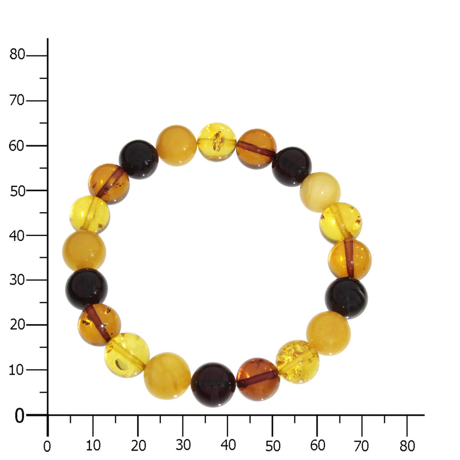 069-98K001-0812k Bernsteinarmband, Kugel 10 mm, 19 cm, Gummizug